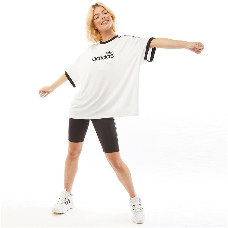 adidas Originals Damer Adicolor 70s 3-Stripes T-Shirt Hvid