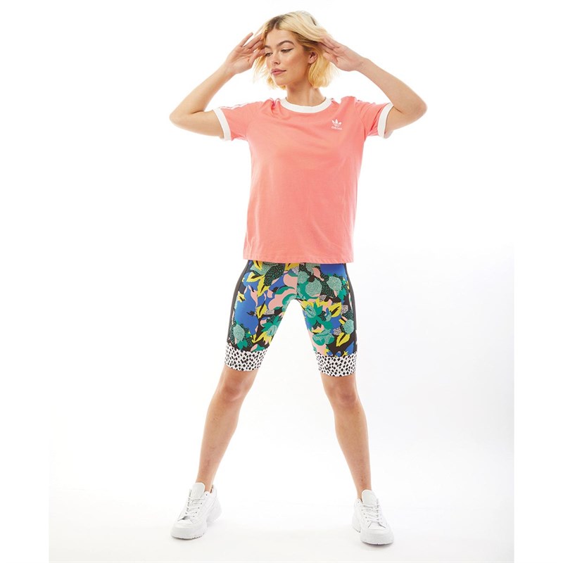 adidas Originals Womens 3-Stripes T-Shirt Chalk Coral/White