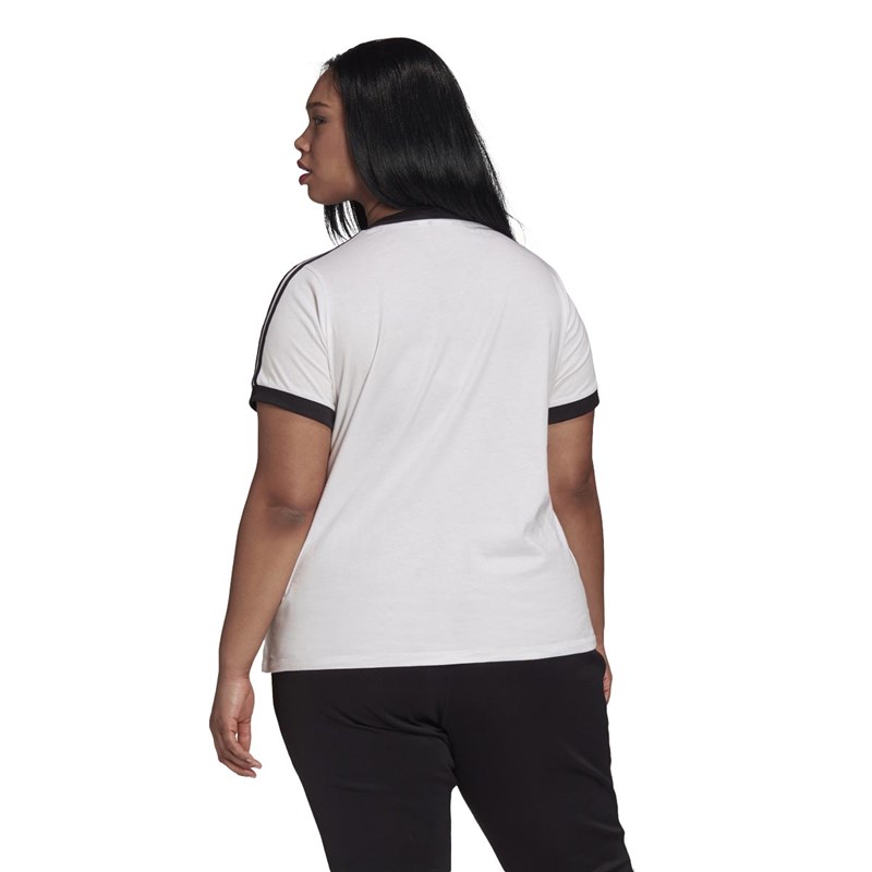 adidas Originals Womens 3-Stripes T-Shirt (Plus Size) White/Black