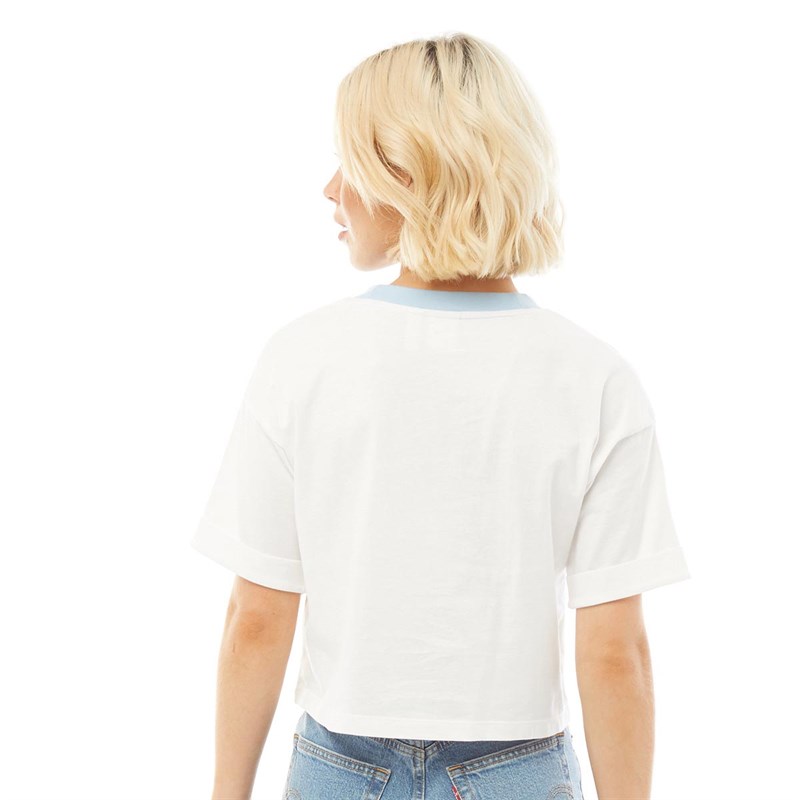 adidas Originals Womens Crop Top T-Shirt White/Clear Sky