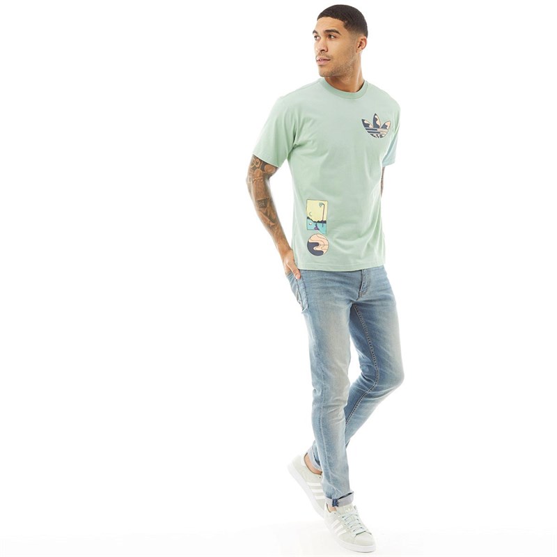 adidas Originals Mens Surreal Summer T-Shirt Haze Green