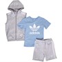 adidas Originals Infant Adicolor Hooded Shorts Set Light Grey Heather/White