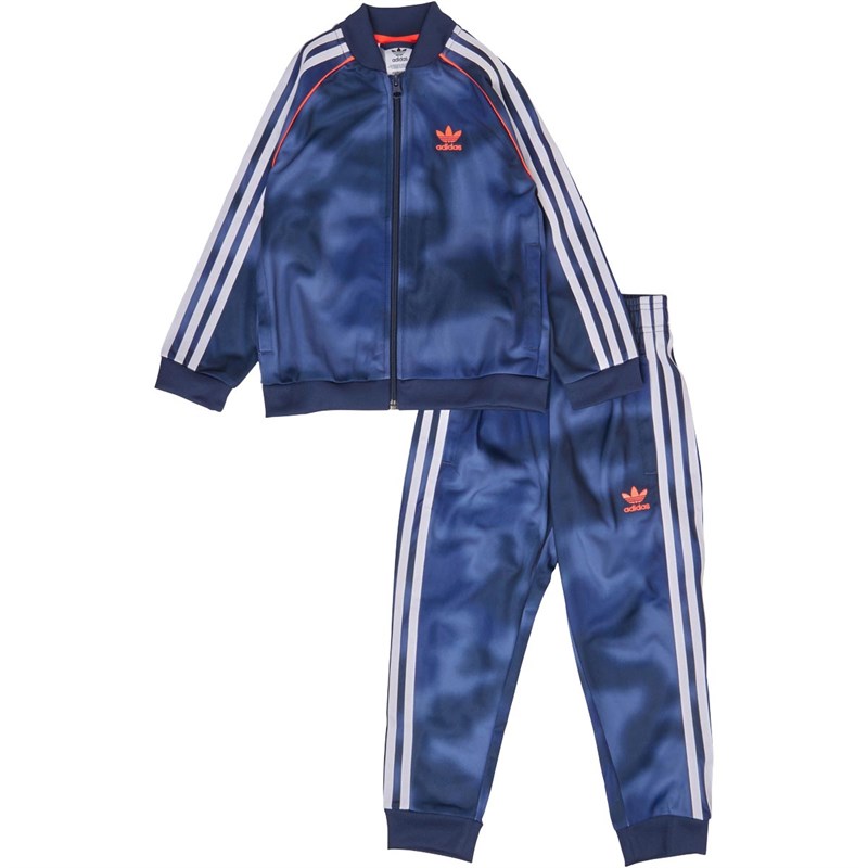 Buy adidas Originals Kids Aop Camo Superstar Tracksuit Crew Blue Multi Colour White App Solar Red