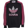 adidas Originals Junior Graphic Print Trefoil Sweatshirt Black/Multi Colour/Wild Pink