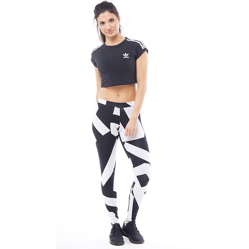 adidas Originals Damen Trefoil Crop Top Schwarz adidas Originals Damen Trefoil Crop Top Schwarz