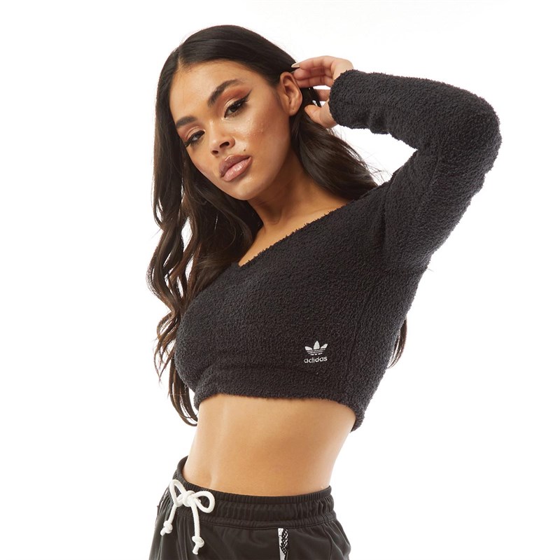 adidas Originals Womens Cropped Long Sleeve T-Shirt Black