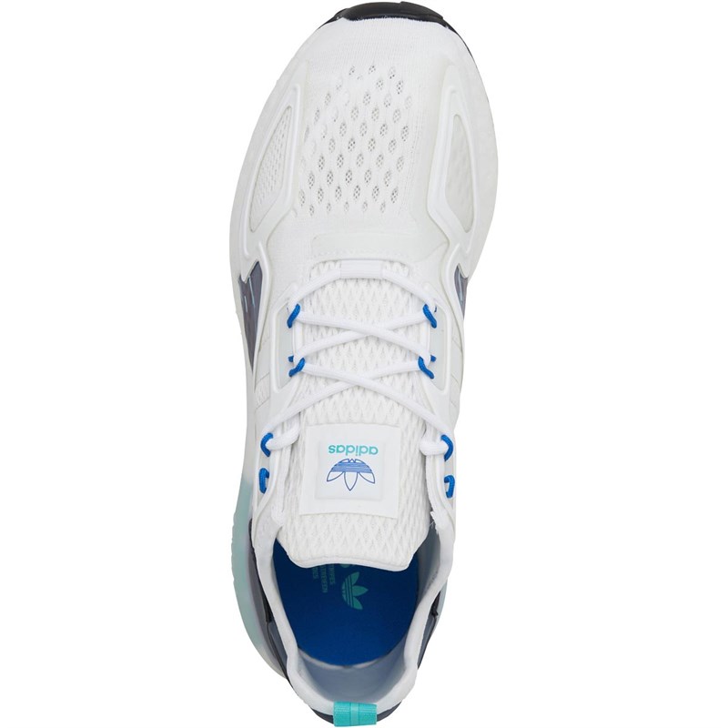 adidas Originals Mens ZX 2K Boost Trainers Footwear White/Footwear White/Collegiate Navy