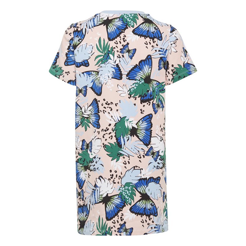 adidas Originals Junior Her Studio London Animal Flower Print T-Shirt Dress Hazy Coral/Multi