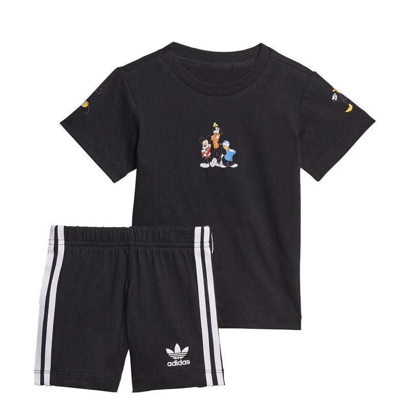 adidas Originals Infant Disney Mickey And Friends Shorts And T-Shirt Set Black