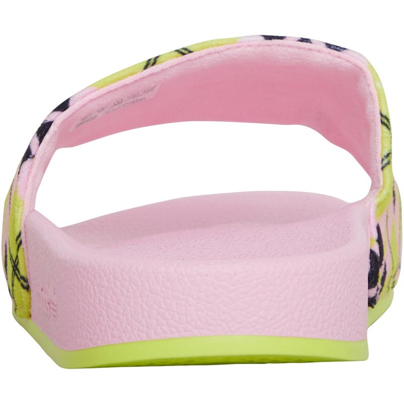 adidas Originals Womens Adilette Slides True Pink/Acid Yellow/Core Black
