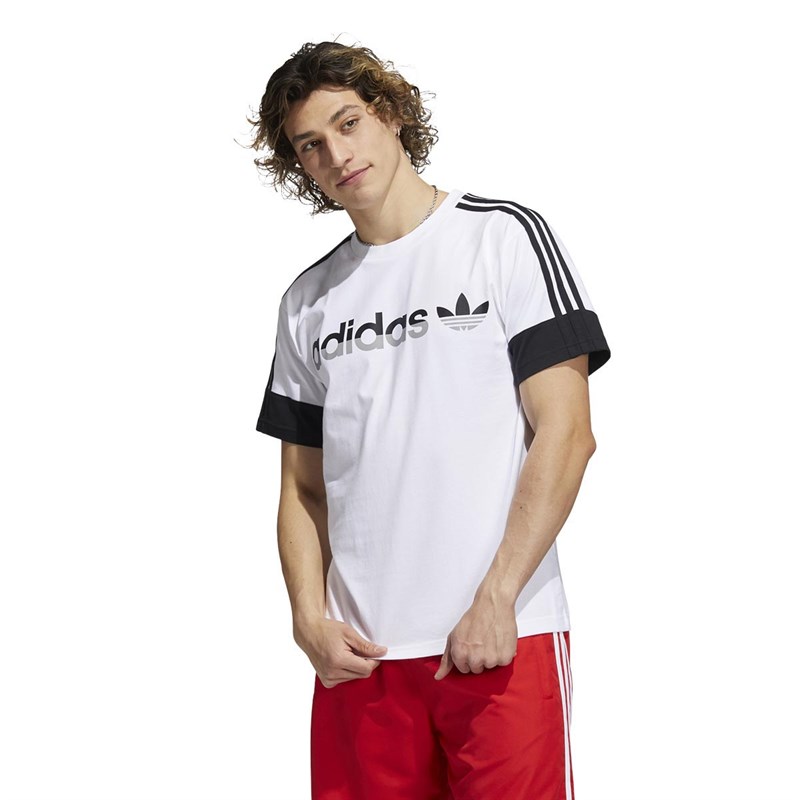 adidas Originals Herren SPRT 3-Stripes Split T-Shirts Weiß