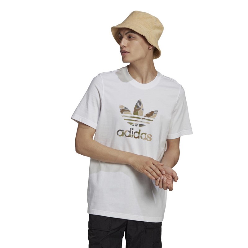 adidas Originals Herren Camouflage Graphic Infill Logo T-Shirts Weiß