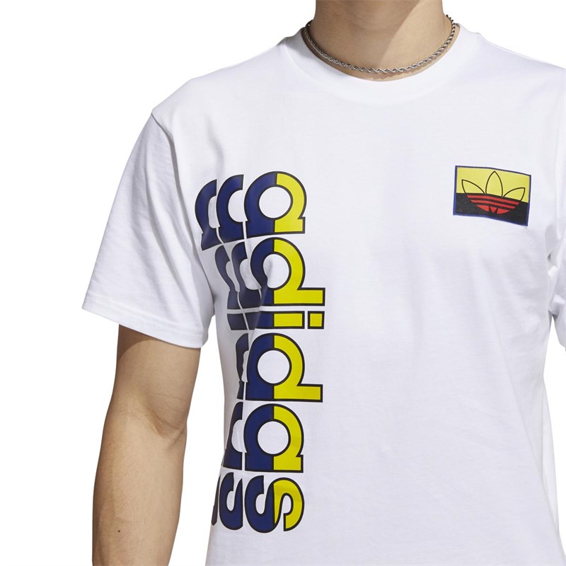 adidas Originals Męskie Logo Play Badge Graphic T-shirty Biały