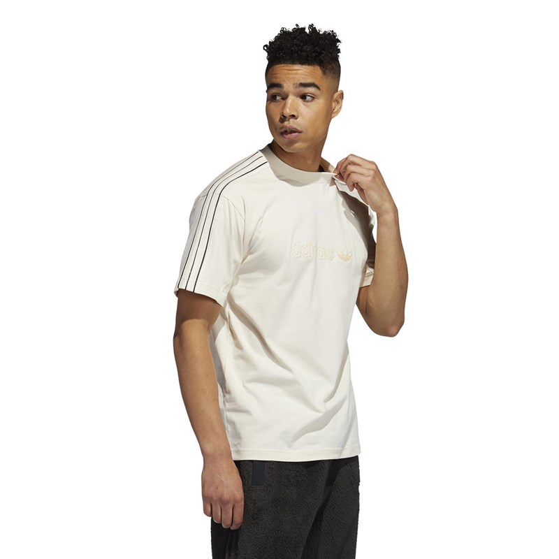 adidas Originals Mens SPRT Shadow Stripe T-Shirt Wonder White/Black