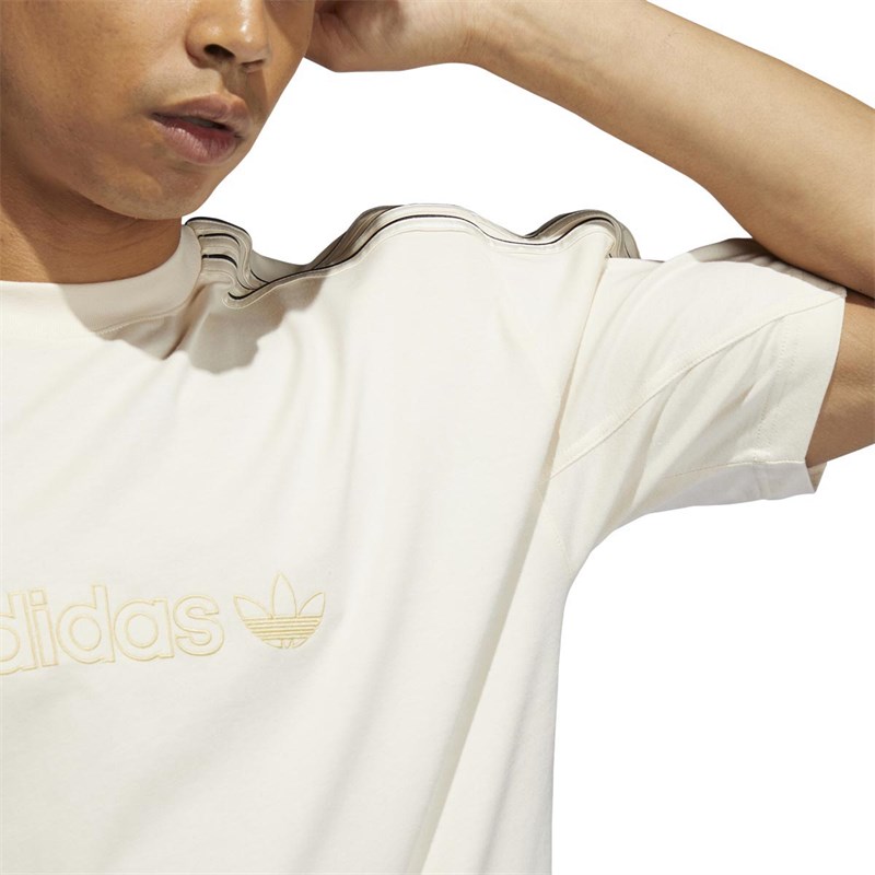 adidas Originals Mens SPRT Shadow Stripe T-Shirt Wonder White/Black