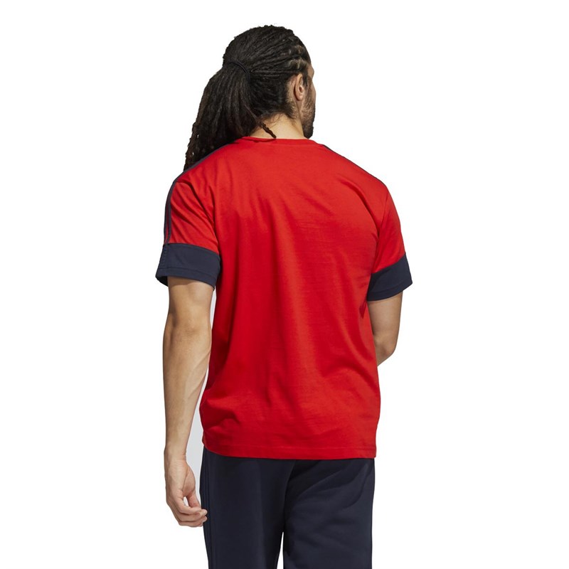 adidas Originals Herren SPRT 3-Stripes Split T-Shirts Rot