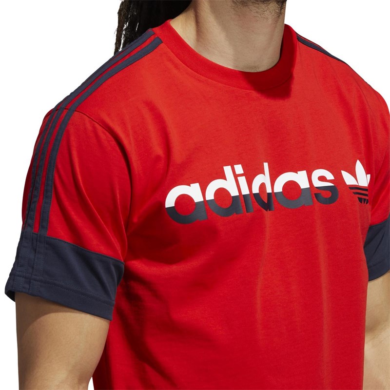 adidas Originals Herren SPRT 3-Stripes Split T-Shirts Rot