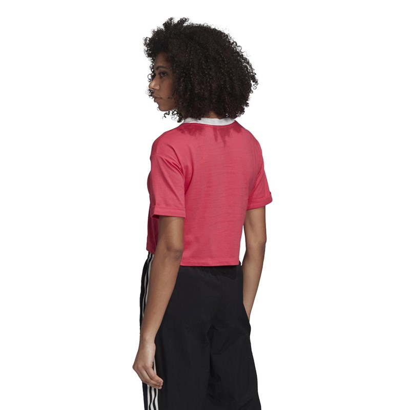 adidas Originals Womens Adicolor Crop Top Power Pink/White