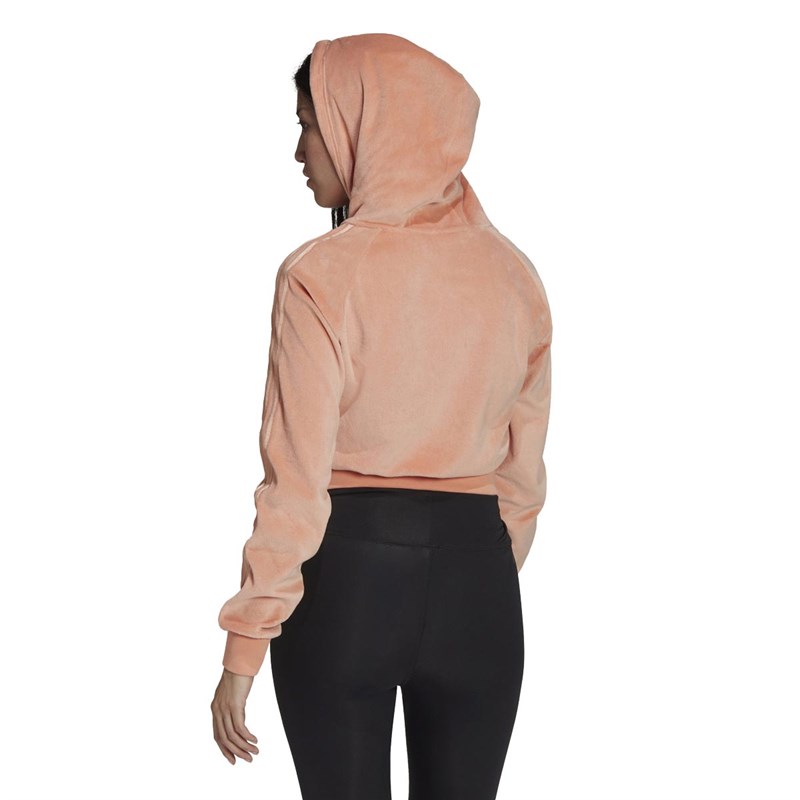 adidas Originals Womens Cropped Full Zip Hoodie Ambient Blush