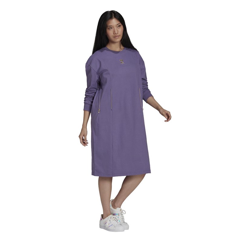 Buy adidas Originals Womens Long Sleeve Dress Tech Purple