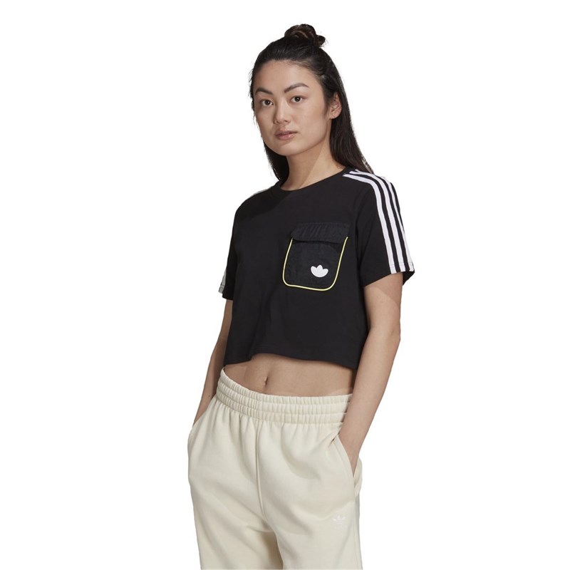 Buy Adidas Originals Womens Trefoil Moments Cropped T Shirt Black