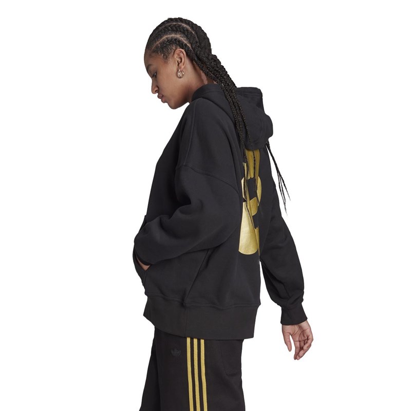 adidas Originals Womens X Marimekko Oversized Graphic Hoodie Black