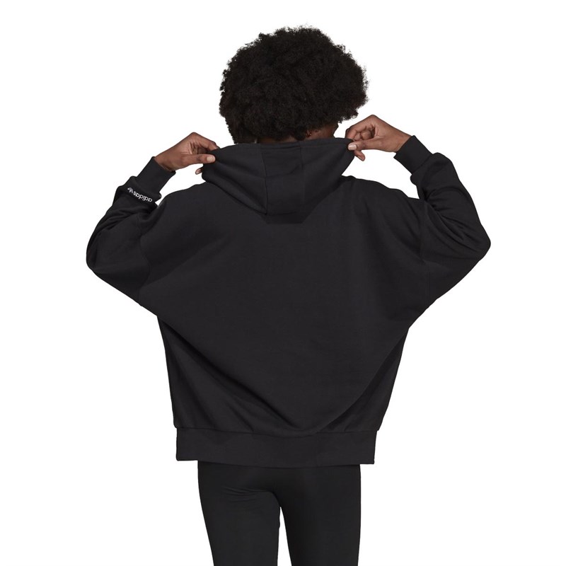 adidas Originals Womens Adicolor Shattered Trefoil Oversized Hoodie Black