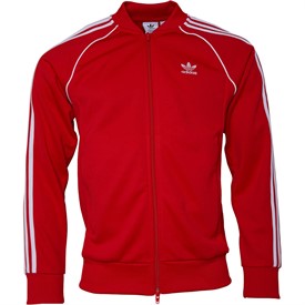 Men's superstar jacket 2025 red  white stripes