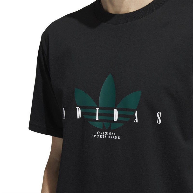 adidas Originals Herren Trefoil Script T Shirts Schwarz