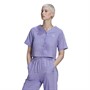 adidas Originals Womens Linen Cropped Baseball T-Shirt Light Purple