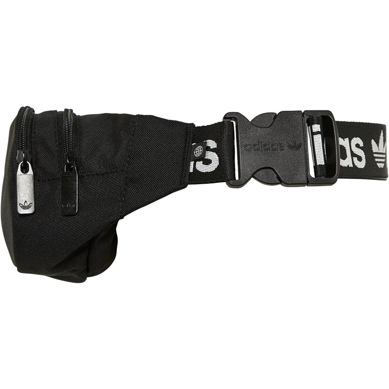 adidas Originals Mens Adicolor Branded Webbing Waist Bag Black/White