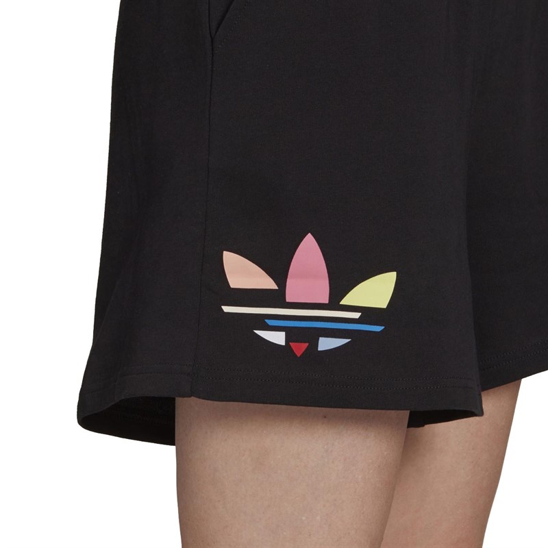 adidas Originals Womens Adicolor Shattered Trefoil Shorts Black