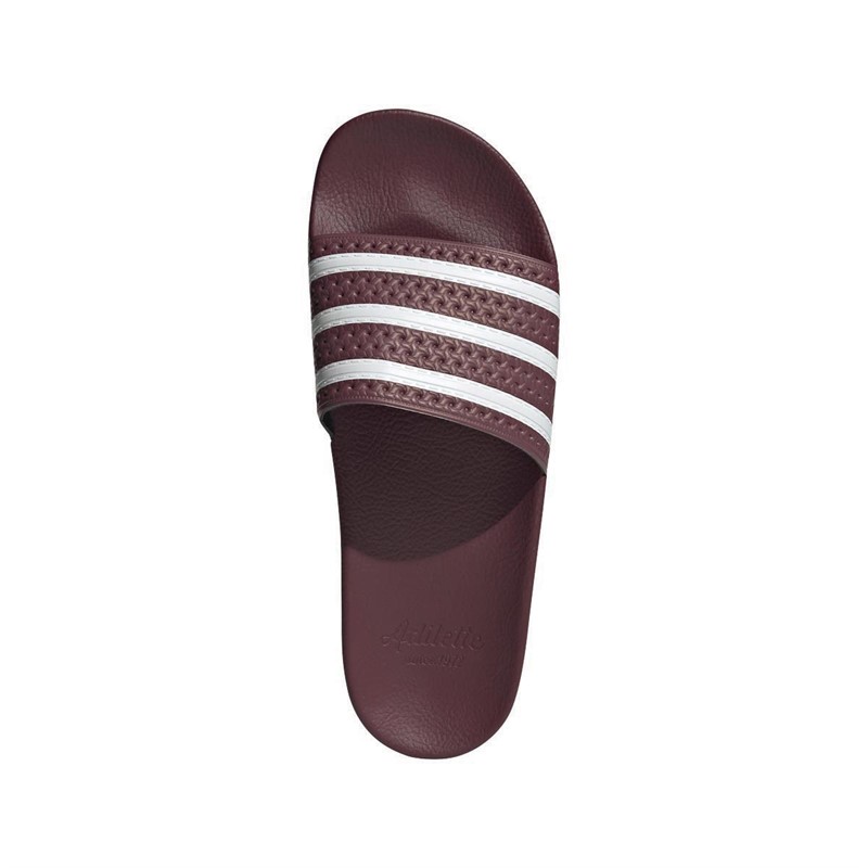 Buy adidas Originals Mens Adilette Slides Burgundy/Footwear White/Burgundy