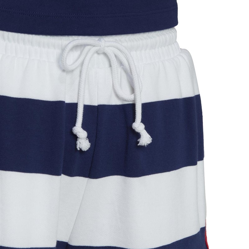 adidas Originals Womens Mid Waist Striped Shorts Night Sky/White