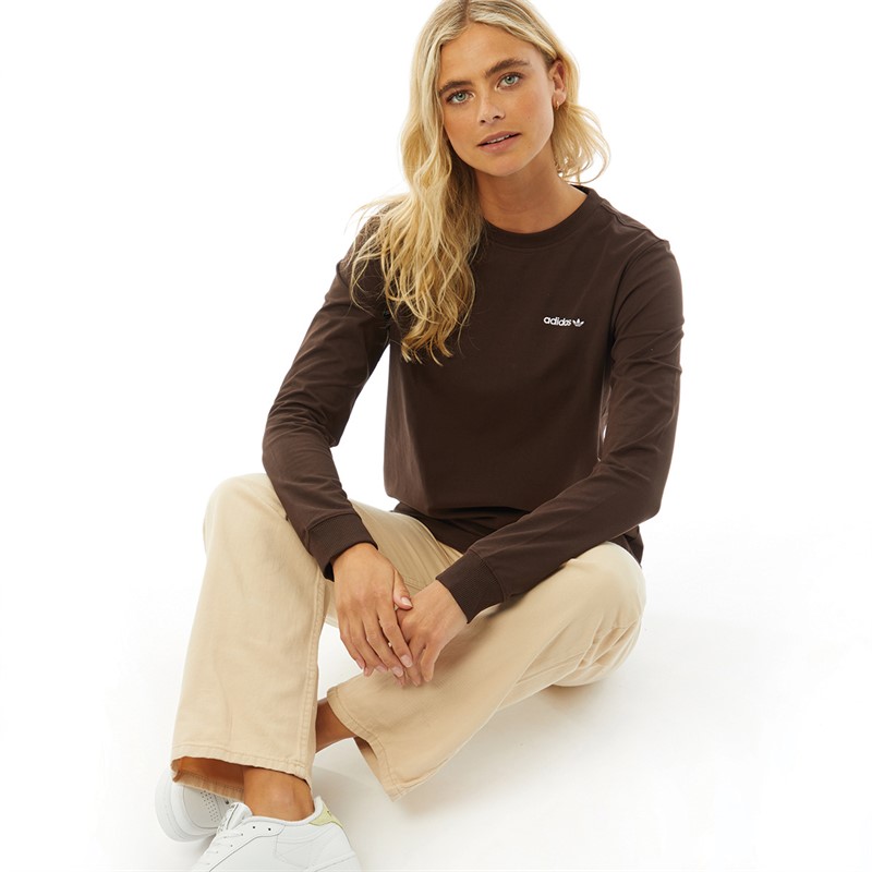 adidas Originals Womens Long Sleeve Top Dark Brown