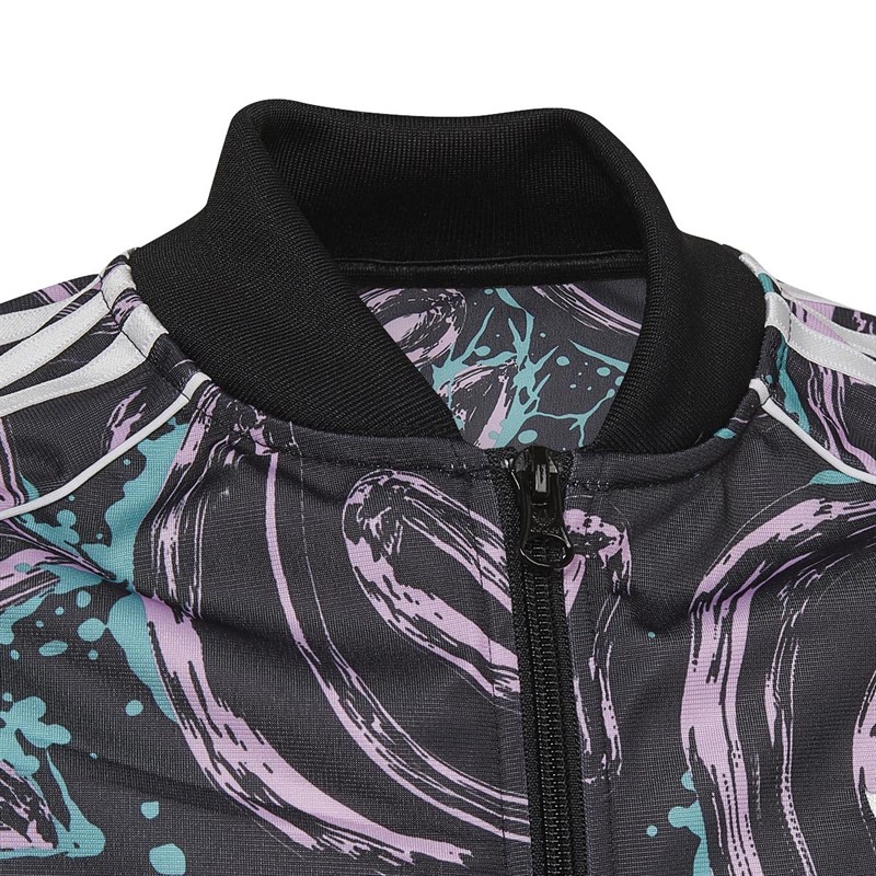 adidas Originals Girls Allover Print Superstar Track Top Black/Bliss Lilac/Semi Mint Rush