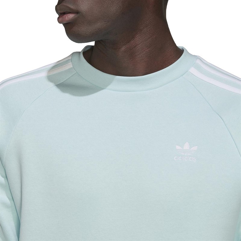 adidas Originals Mens Adicolor Classics 3-Stripes Crew Sweatshirt Almost Blue