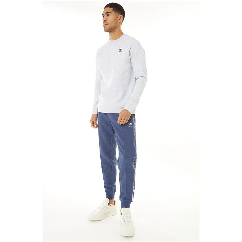 adidas Originals Mens Adicolor Essentials Trefoil Crewneck Sweatshirt Light Grey Heather/Black