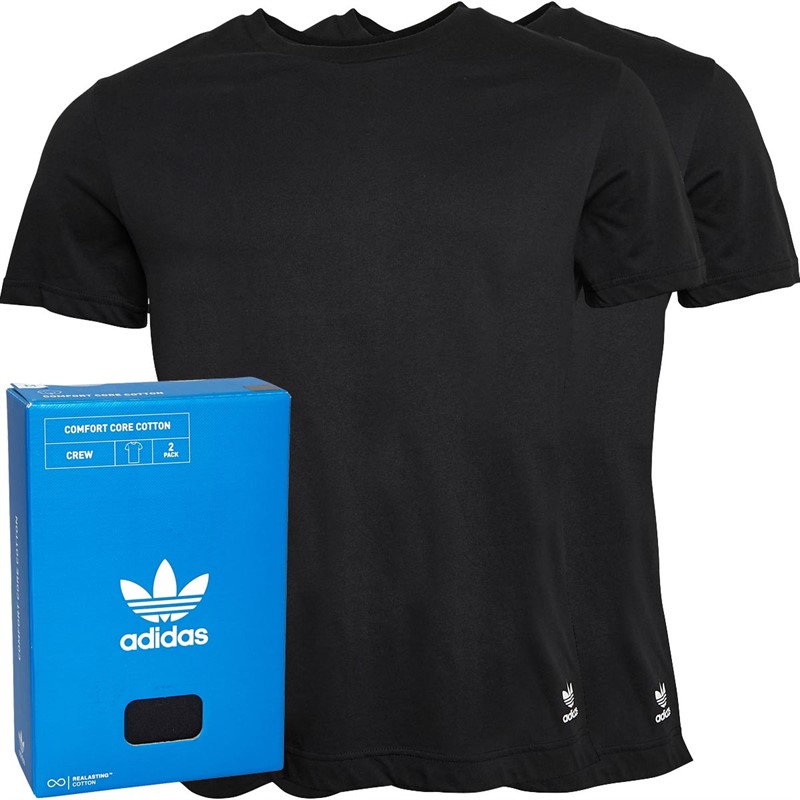 Buy adidas Originals Mens Comfort Flex Cotton Two Pack Crew Neck T Shirts Black Black