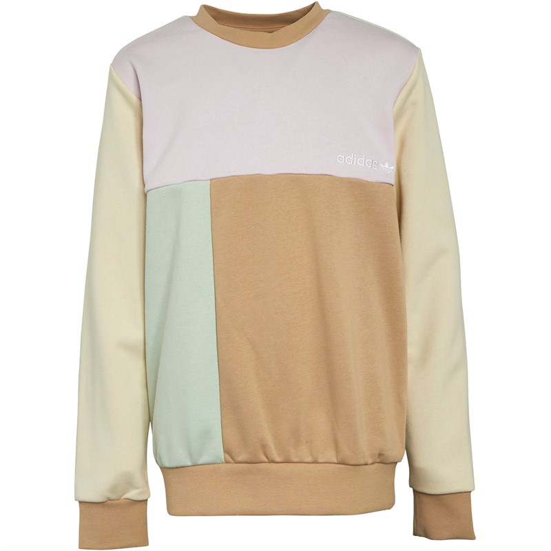 adidas Originals Junior Boys Colourblock Sweatshirt Linen Green/Wonder White/Magic Beige/Almost Pink