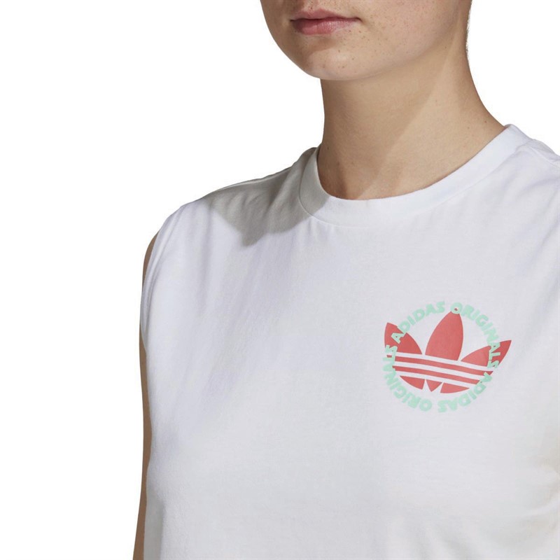 adidas Originals Womens Graphic Logo Tank Top White