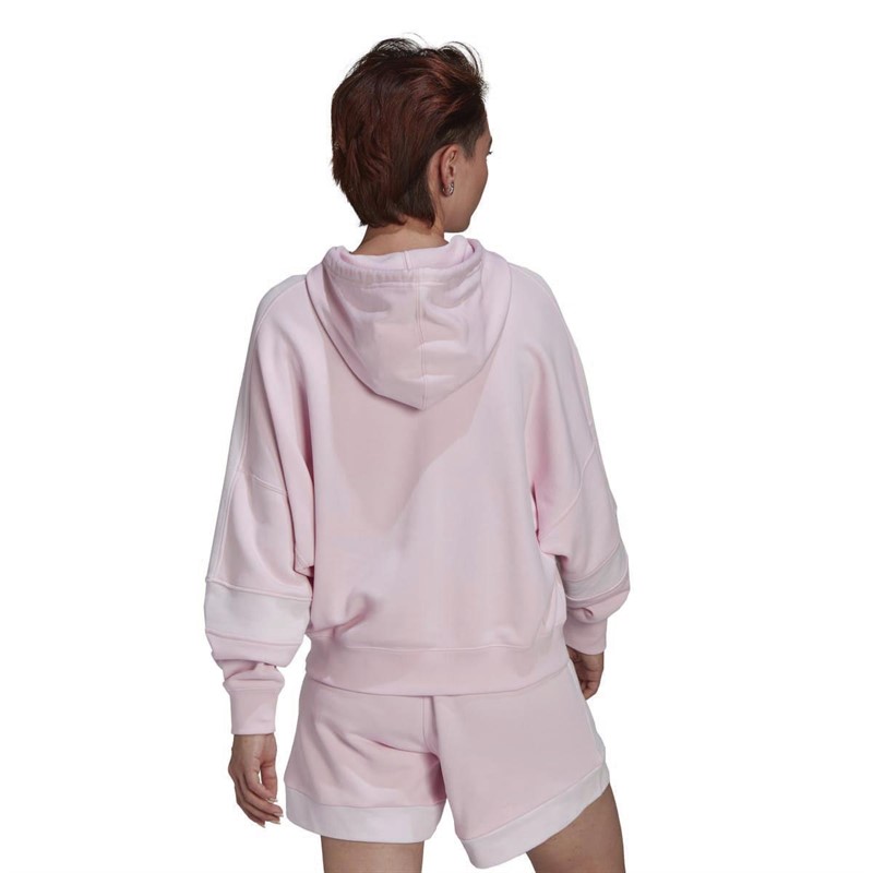 adidas Originals Womens 3-stripes Cropped Hoodie Clear Pink