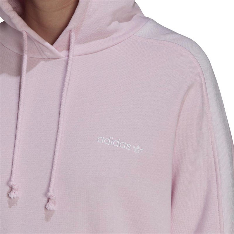 adidas Originals Womens 3-stripes Cropped Hoodie Clear Pink