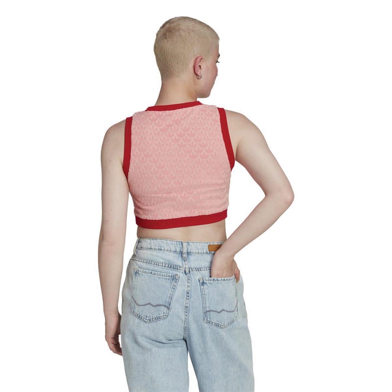 adidas Originals Womens Adicolor 70s Monogram Crop Top Super Pop
