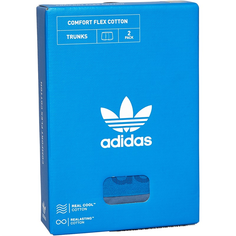 adidas Originals Mens Comfort Flex Cotton Printed Two Pack Trunks Blue/Camo
