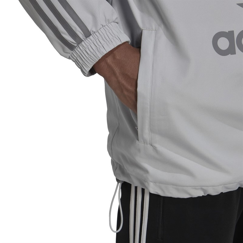 adidas Originals Mens Trefoil Logo Windbreaker Jacket Light Solar Grey