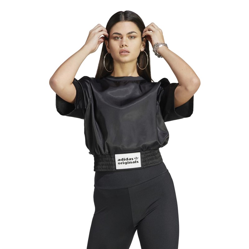 Buy Adidas Originals Womens Satin Rib Waistband Loose T Shirt Black