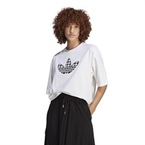 adidas Originals Womens Houndstooth Trefoil Infill Graphic T-Shirt White