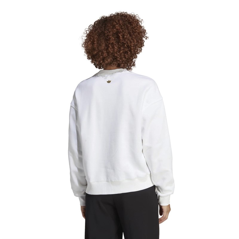 adidas Originals Womens Houndstooth Trefoil Infill Graphic Sweatshirt White