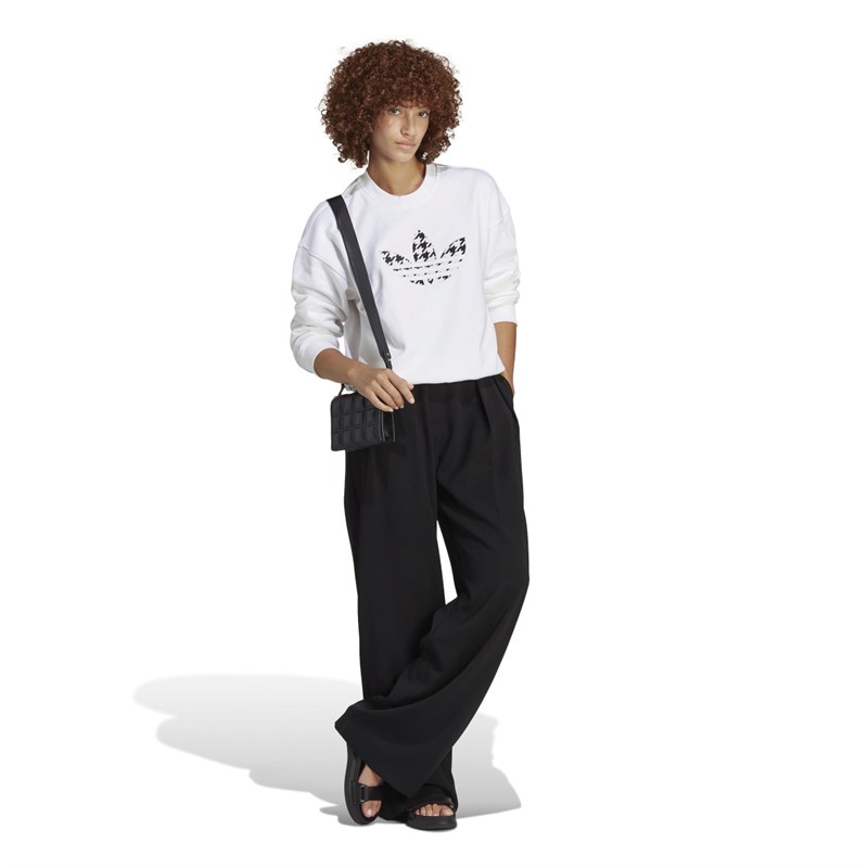 adidas Originals Womens Houndstooth Trefoil Infill Graphic Sweatshirt White